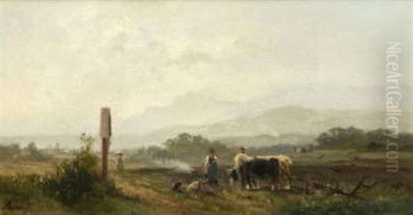 Bauern Bei Der Feldarbeit In Vorgebirgslandschaft - view 1