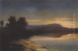 Uferlandschaft Bei Sonnenuntergang