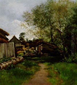 Gehoft Am Rande Des Waldes/olching by Adolf Heinrich Lier
