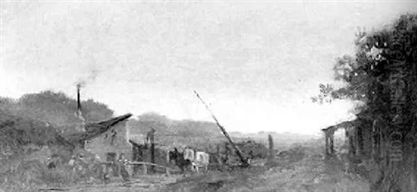 Bauerngehoft Mit Pferdefuhrwerk - view 1