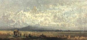 Landschaft Mit Heuwagen
