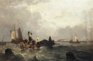 Boats At Sea by Adolf Heinrich Lier