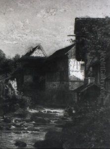 Hauser Am Dorfbach by Adolf Heinrich Lier