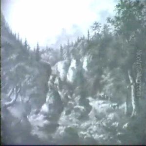 Alpenlandschaft Mit Gebirgsfluss, Der Sich Zwischen Felsen Den Weg Bahnt by Adolf Heinrich Lier