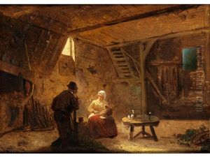 Bauerliches Interieur Mit Zwei Figuren