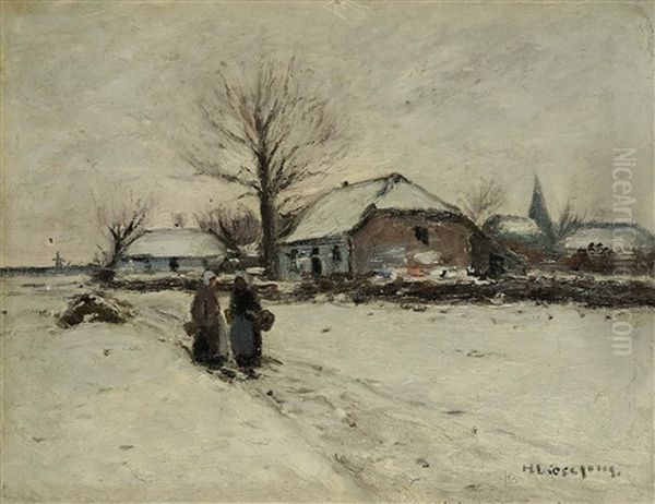 Zwei Bauerinnen In Winterlandschaft - view 1