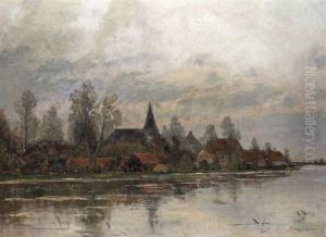 Village On The Banks by Helmuth Liesegang