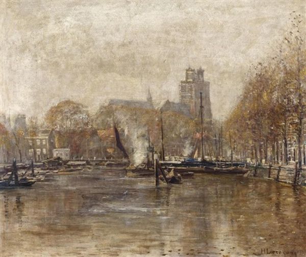 Nebliger Herbstmorgen (dordrecht). Ansicht Von Dordrecht Mit Der Liebfrauenkirche (onze-lieve-vrouwekerk) Von Zwijndrecht Aus Gesehen by Helmuth Liesegang
