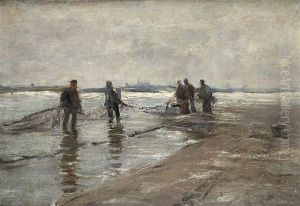 Salmfischer Am Rhein by Helmuth Liesegang