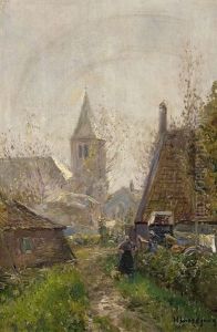 Dorfstrase An Der Kirche by Helmuth Liesegang