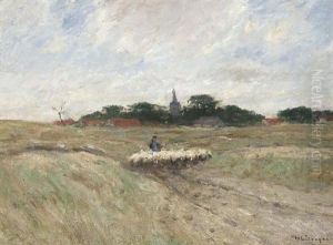 Schafherde In Den Dunen by Helmuth Liesegang