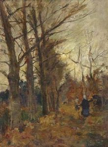 Herbstlicher Wald Bei Kleve by Helmuth Liesegang
