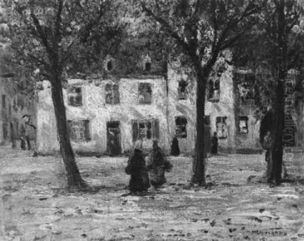 Baumbestandener Marktplatz In Einem (flamischen?) Stadtchen - view 1