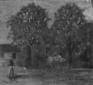 Bluhende Baume Vor Einem Bauernhaus Bluhende Baume Vor Einem Bauernhaus