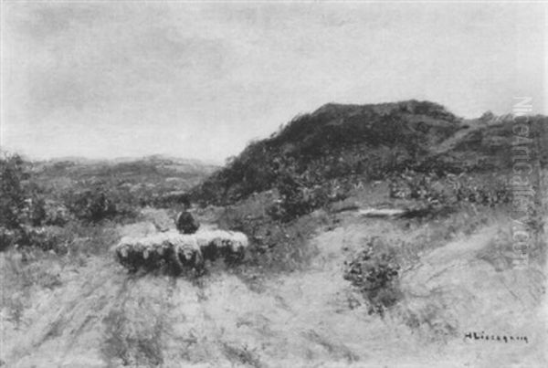 Schafer Mit Herde In Den Dunen - view 1