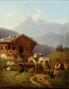 Rastender Wanderer Mit Schimmel Im Vordergrund