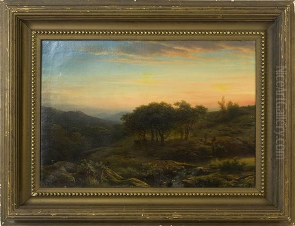 Hikers And Sunset - view 1