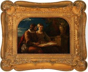 A Young Renaissance Couple Reading by Cornelis Lieste