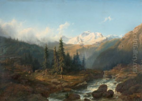 Gebirgslandschaft Mit Bach - view 1