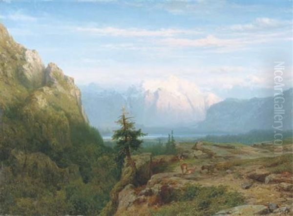 Deer In An Alpine Landscape - view 1