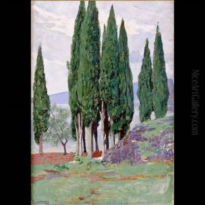Cipressi Sul Lago Di Garda Presso Torbole by Hans Lietzmann