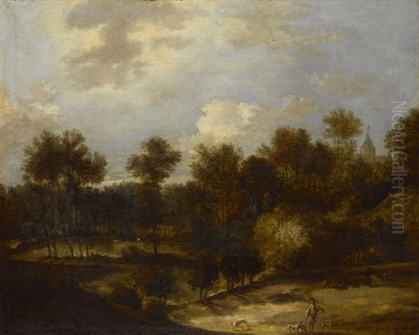 Waldige Landschaft Mit Jager - view 1