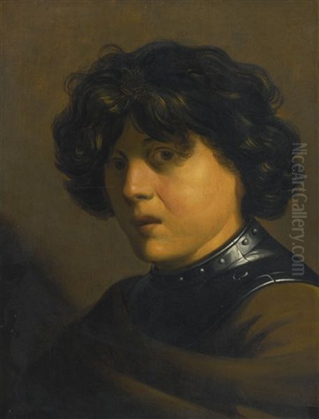 Portrait Of A Young Boy, Head And Shoulders, Wearing Armour - view 1