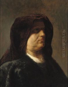 A Tronie Of An Old Woman In A Black Furcoat And A Purple Hood by Jan Lievens