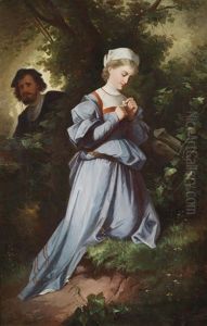 Faust Trifft Gretchen In Marthes Garten by Alexander von Liezen-Mayer