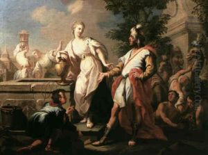 Eliezer And Rebecca At The Well by Pietro Ligari
