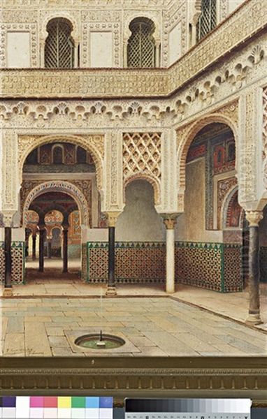 Orientalist Scene Of A Palatial Courtyard - view 1