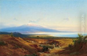 View Of The Vesuvius by Antal Ligeti