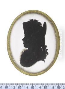 A Bust-length Silhouette Of An Officer, Profile To The Left, Wearing Coat, Frilled Chemise, Stock, Hat And Pigtail Wig Tied With A Ribbon Bow by Mary Lightfoot