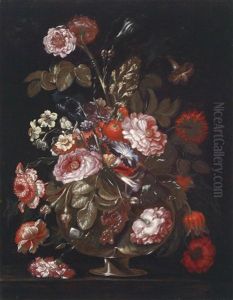 Ein Blumenstillleben by Bartolommeo Ligozzi