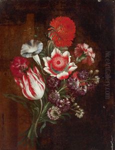 Blumenstillleben (+ Another Similar; 2 Works) by Bartolommeo Ligozzi