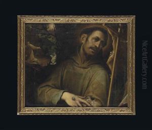 Saint Francis Adoring The Cross, With The Stigmatisation Of Saint Francis Beyond
