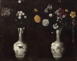 Zwei Weise Vasen Mit Blumenstrausen by Jacopo Ligozzi