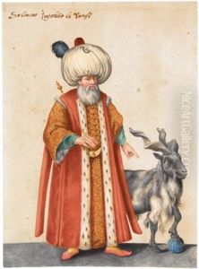 A Sultan Standing Beside A Goat: Solimano Imperator De Turchi