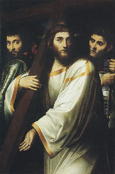 Christ Carrying The Cross, Flanked By Roman Soldiers - view 1