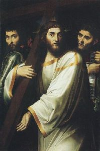 Christ Carrying The Cross, Flanked By Roman Soldiers by Jacopo Ligozzi