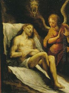 Cristo Deposto Nel Sepolcro E Pianto Da Un Angelo