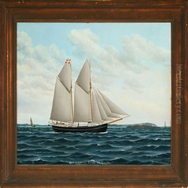 Seascape With Portrait Of The Schooner Mary Of Aalborg, Skipper Wilh - view 1