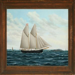 Seascape With Portrait Of The Schooner Mary Of Aalborg, Skipper Wilh by Bror Edvin Bengtsson