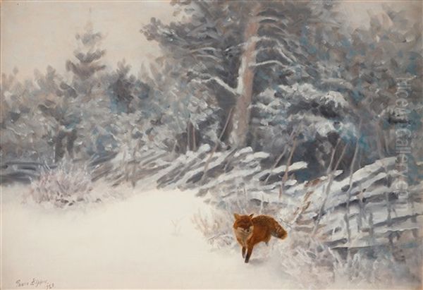 Winter Landscape With Fox - view 1