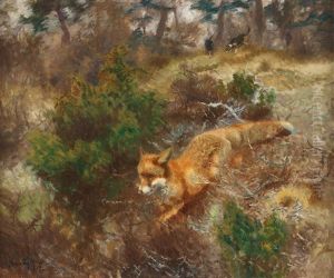 Fox And Hounds by Bruno Andreas Liljefors