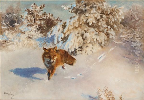 Winter Landscape With Fox - view 1