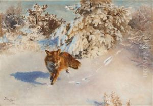 Winter Landscape With Fox by Bruno Andreas Liljefors