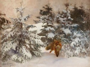 Winter Landscape With Fox by Bruno Andreas Liljefors