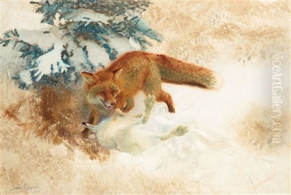 Fox With Hare - view 1