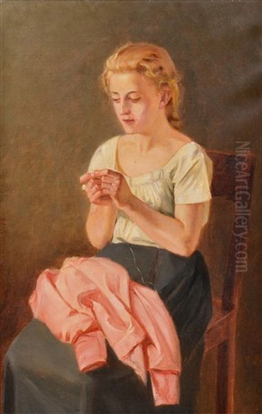 A Sewing Girl - view 1